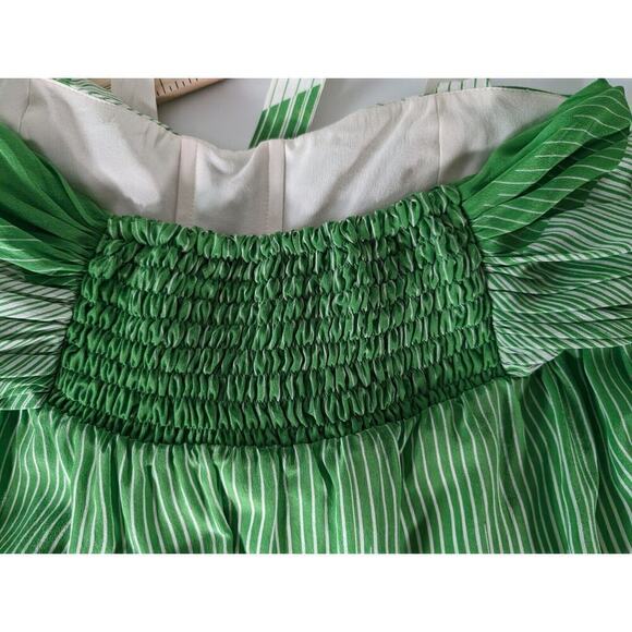 Alice + Olivia Green And White Ombre Silk Ruched Empire Swing Halter TOP Size S - Picture 14 of 14